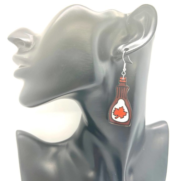 Maple Syrup Earrings - Canadian Syrup - Breakfast Earrings - Syrup Accessories - Picture 7 of 8